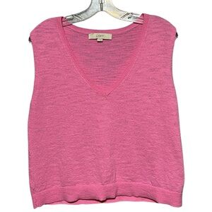 Loft Classic V-Neck Knit Vest Women’s Pink Lightweight Sleeveless Top Small